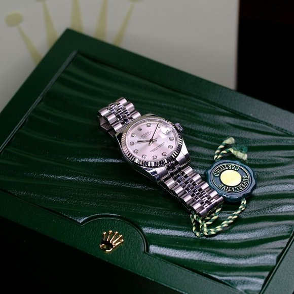 WOMEN'S DATEJUST FACTORY SILVER DIAMOND DIAL FLUTED BEZEL 178274 WHITE GOLD 31MM - Picture 3 of 9